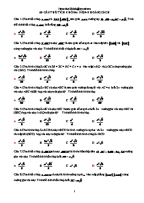 60 Câu thể tích khối đa diện - khoảng cách
